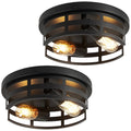 11 in. 2-Light Matte Black Flush Mount Ceiling Light Fixture
