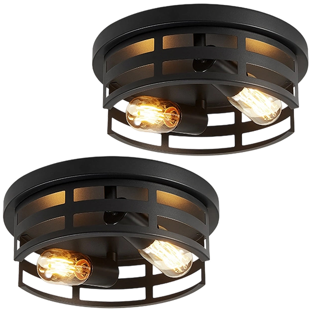 11 in. 2-Light Matte Black Flush Mount Ceiling Light Fixture