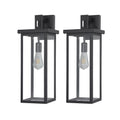 20 in. Set of 2 Modern Outdoor Black Metal Wall Sconce