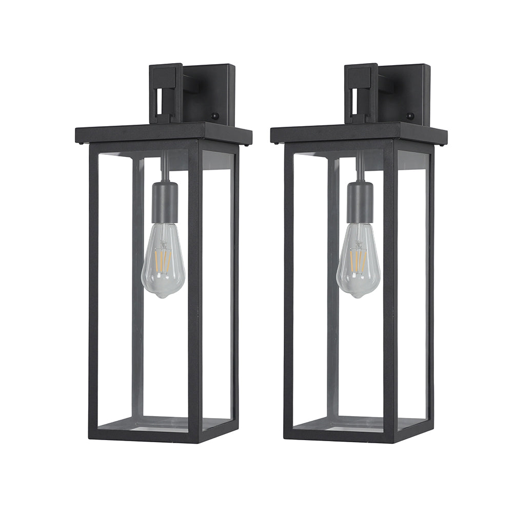 20 in. Set of 2 Modern Outdoor Black Metal Wall Sconce